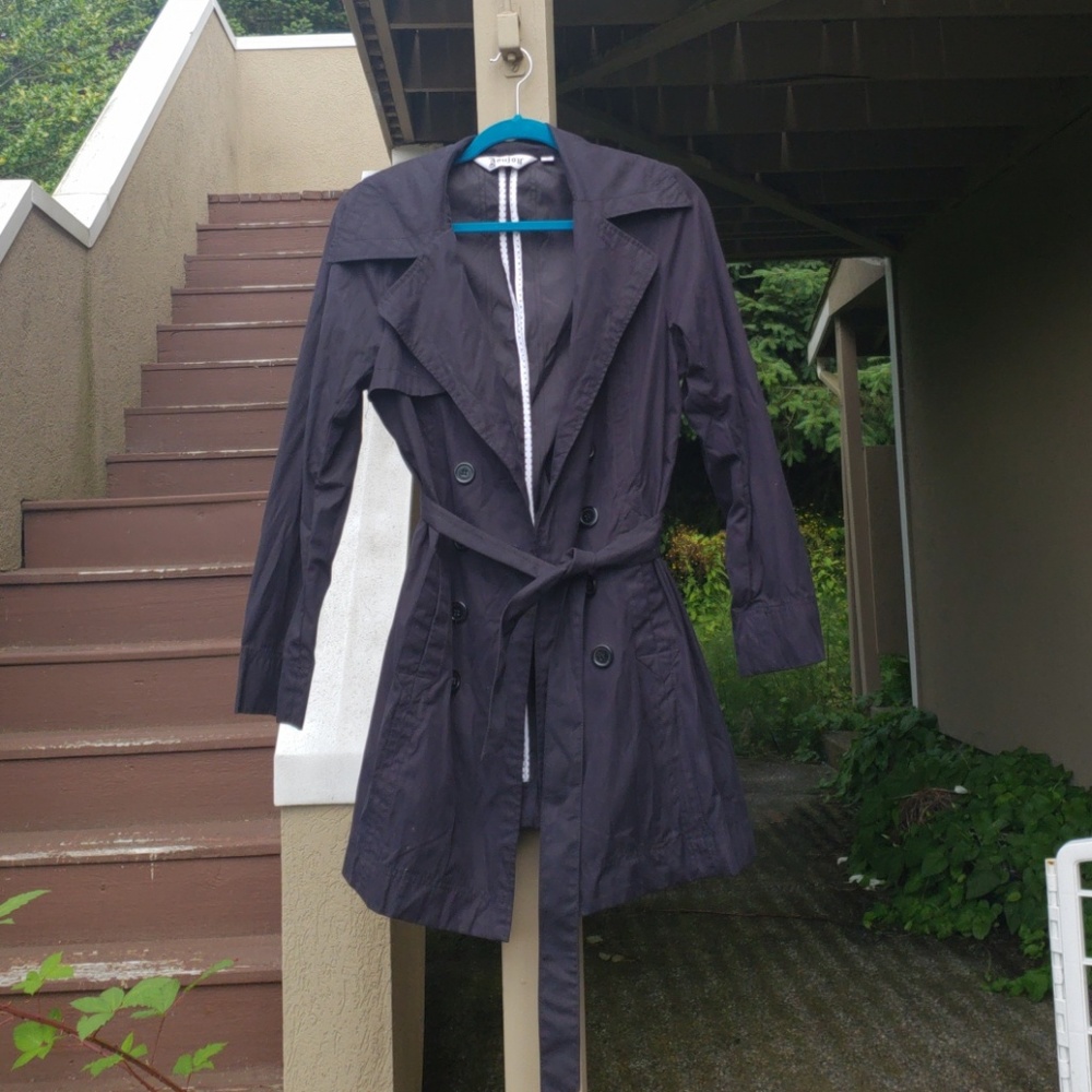 Black midlength trenchcoat